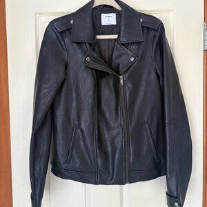 Old Navy Black Biker Jacket, Medium Tall